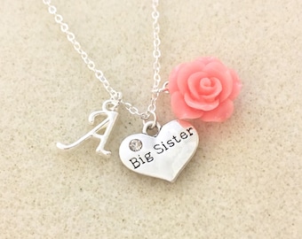 Personalized big sister necklace for girl big sister gift from new baby announcement future new big sister birthday baby shower gift