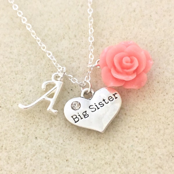 Personalized big sister necklace for girl big sister gift from new baby announcement future new big sister birthday baby shower gift