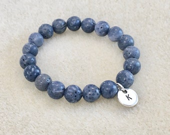 Natural stone bracelet boy men dusty blue bracelet Ring bearer gifts ring bearer personalized gift ring security bracelet boy groomsmen gift