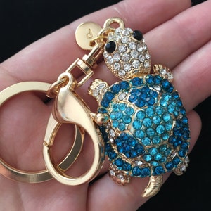 Sea turtle keychain rhinestone turtle jewelry tortoise keychain sea turtle keychain turtle ocean keychain gift for kids gift for her