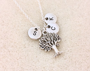 Tree of life necklace with letters family tree necklace tree of life jewelry grandma gift mom necklace mom gift grandma necklace for mom