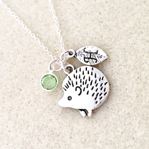 Personalized hedgehog necklace hedgehog gift for girls animal lover gift hedgehog pendant gift for her gift for mom Christmas gifts for girl