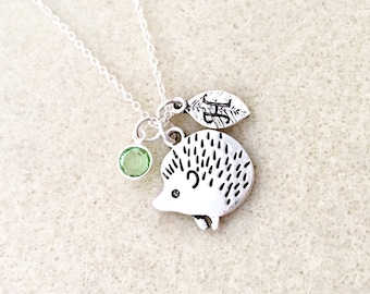 Personalized hedgehog necklace hedgehog gift for girls animal lover gift hedgehog pendant gift for her gift for mom Christmas gifts for girl