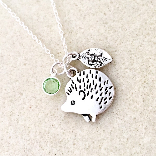 Personalized hedgehog necklace hedgehog gift for girls animal lover gift hedgehog pendant gift for her gift for mom Christmas gifts for girl