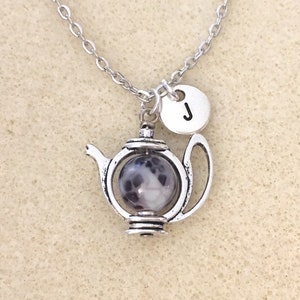 Gray teapot necklace tea lover gift teapot jewelry tea party tea gift tea pot necklace gray necklace Christmas gift mom gift grandma
