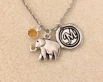 Personalized lucky elephant necklace with letter elephant gifts friendship necklace gift lucky necklace bff necklace friendship gifts mom
