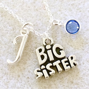 Swarovski birthstone Personalized Big sister necklace with new big sister gift for sister birthday gift big little sister gift ideas