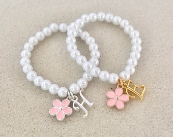 Silver white flower girl bracelet flower girl gift idea toddler flower girl jewelry flower girl white pearl bracelet little girl bracelet