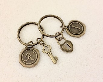 Lock and key keychains personalized couple keychain set couple keychains gift for couples gift for him gift for her lock and key couples