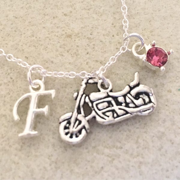 Personalized motorcycle necklace with letter motorcycle gifts motorcycle jewelry motocross mom motocross birthday motocross girlfriend gift