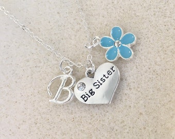 BIG SISTER GIFT PERSONALISED BOX BABY BIRD NECKLACE FROM BABY SISTER OR BROTHER 