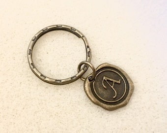 Initial keychain bronze keychain bronze anniversary gift for men bronze key chain gift for boyfriend gift for girlfriend gift for wife gift