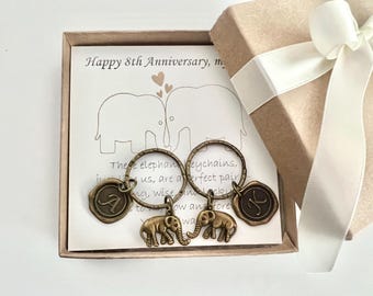 Couples gift set bronze elephant keychains elephant gifts couples keychain 8 years bronze wedding anniversary gift ideas for couple