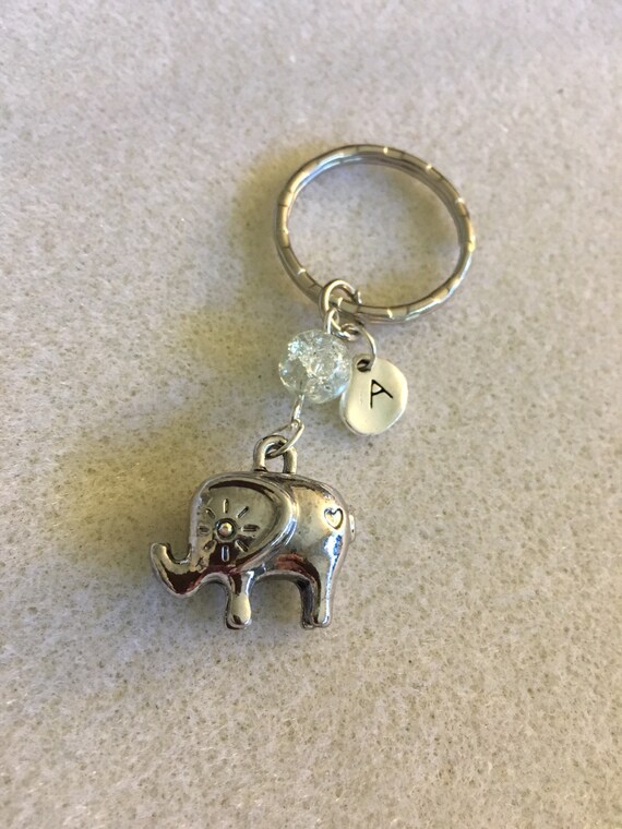 Initial Keychain with Chakra Inspirational Gifts Elephant Gifts for Women