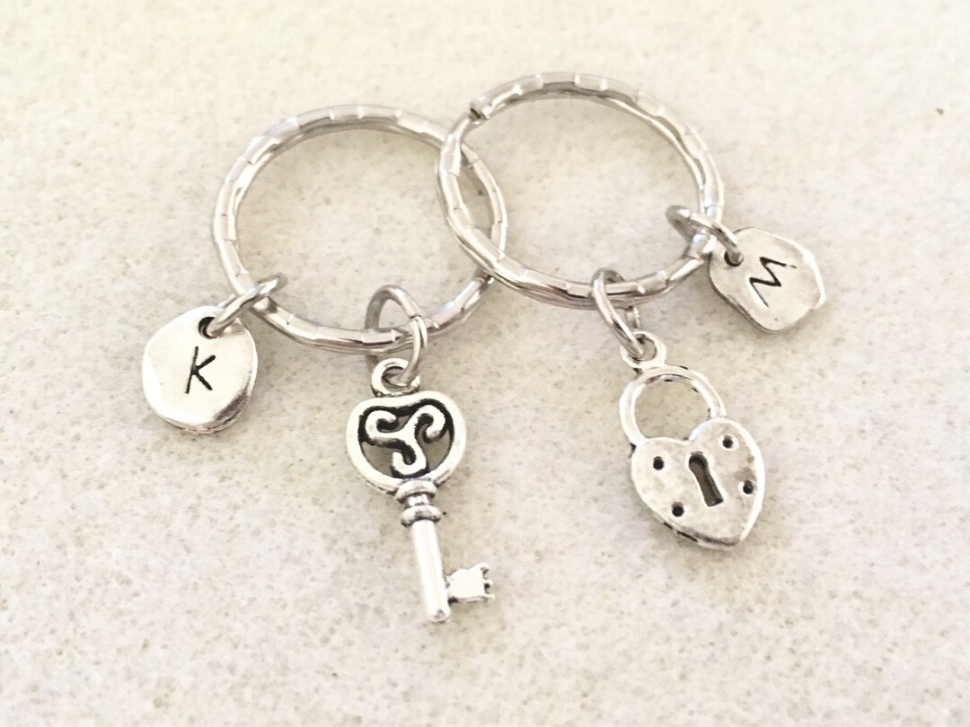 Personalized Lock and Key Couple Keychains Gift for Her Him Etsy
