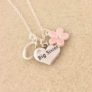 Personalized big sister necklace for girl big sister gift from new baby announcement future new big sister birthday baby shower gift