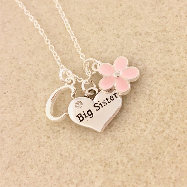 Personalized big sister necklace for girl big sister gift from new baby announcement future new big sister birthday baby shower gift