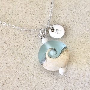 Smaller wave necklace beach necklace ocean wave necklace sea glass necklace ocean necklace bridesmaid necklace etched pale aqua