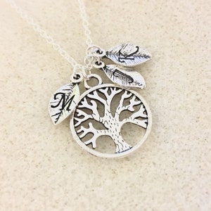 Tree of life necklace with leaves family tree necklace for mom gift grandmother gift family tree of life jewelry tree pendant fall gift
