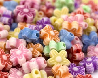 Pastel Daisy Beads - 150/Pack - Kandi Bracelet Supplies for Rave, Festival & Kids Craft Jewelry Making