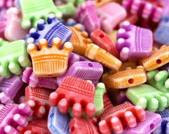 Pastel Crown Beads - 150/Pack - Kandi Bracelet Supplies for Rave, Festival & Kids Craft Jewelry Making