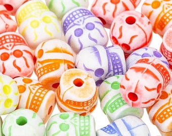 Pastel Skull Beads - 50/Pack - Kandi Bracelet Supplies for Rave, Festival & Kids Craft Jewelry Making