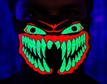 Monster LED Sound Reactive Mask – EDM Festival Mask – Rave Outfit Accessories
