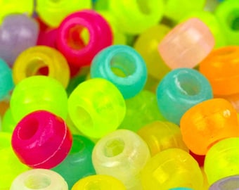 Multicolor Glow-In-The-Dark Pony Beads - 9x6mm - 300 Pack – Kandi Bracelet Supplies for Rave, Festival & Kids Craft Jewelry Making