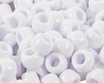 White Opaque Pony Beads - 9x6mm - 300 Pack – Kandi Bracelet Supplies for Rave, Festival & Kids Craft Jewelry Making