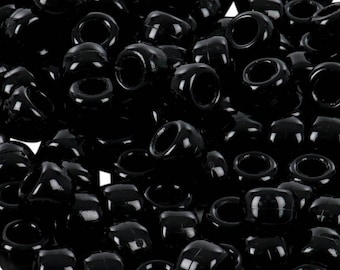 Black Opaque Pony Beads - 9x6mm - 300 Pack – Kandi Bracelet Supplies for Rave, Festival & Kids Craft Jewelry Making