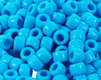 Blue Opaque Pony Beads - 9x6mm - 300 Pack – Kandi Bracelet Supplies for Rave, Festival & Kids Craft Jewelry Making