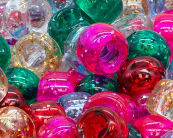 Multicolor Glitter Pony Beads - 9x6mm - 300 Pack – Kandi Bracelet Supplies for Rave, Festival & Kids Craft Jewelry Making