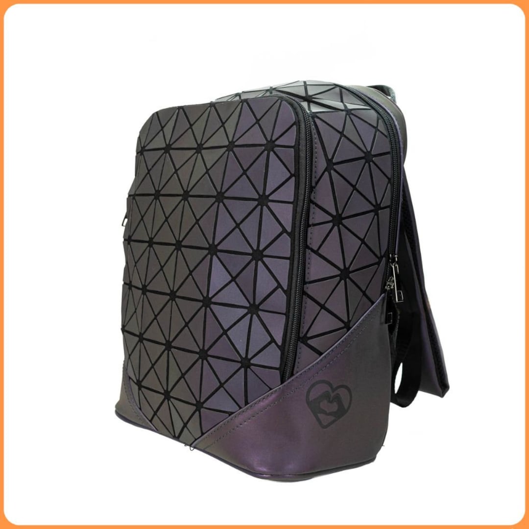 Geometric Luminous Holographic Backpack Iridescent Reflective Rave Bag Multi Amazon.com: LorranTree Geometric Backpack Luminous Backpacks  main image 3