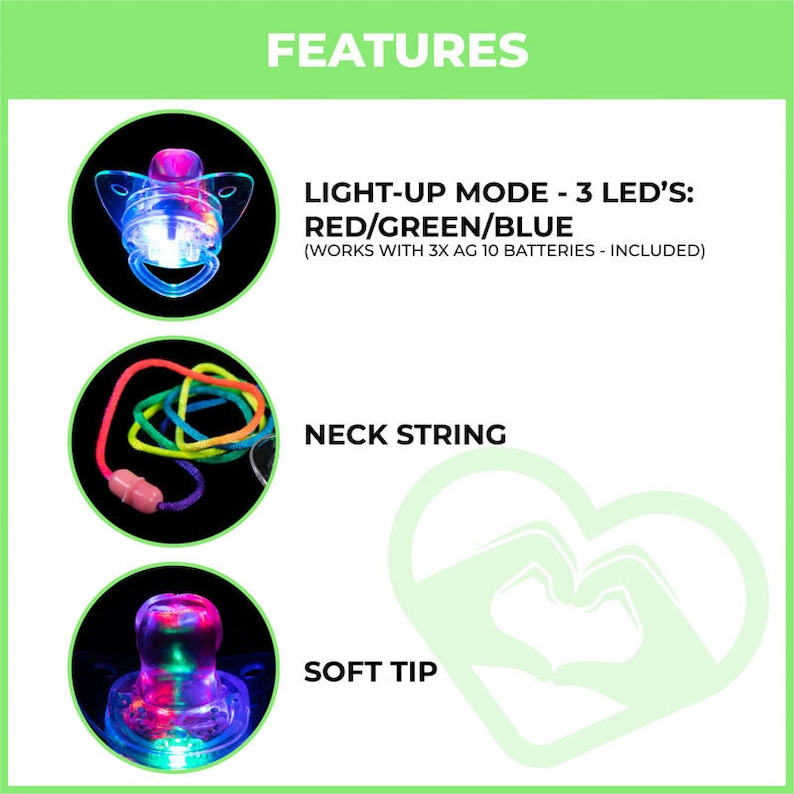 LED Rave Pacifier – Light up Binky – Glow EDM Festival Accessory Gear ...