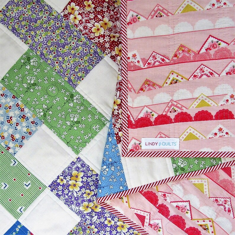 Coordinating Throw Pillow Modern Quilt Vintage Floral Quilt Throw Quilt Unique Gift for Mom