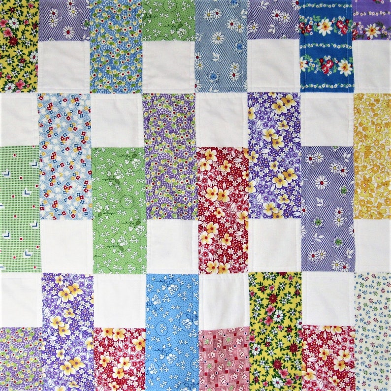 Coordinating Throw Pillow Modern Quilt Vintage Floral Quilt Throw Quilt Unique Gift for Mom
