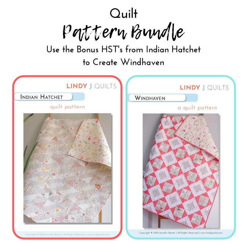 Modern Quilt Pattern Bundle 2 Quilt Patterns Featuring Indian Hatchet and Windhaven