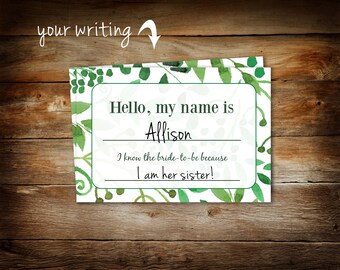 bridal shower name tags guest name tags blank name tag etsy