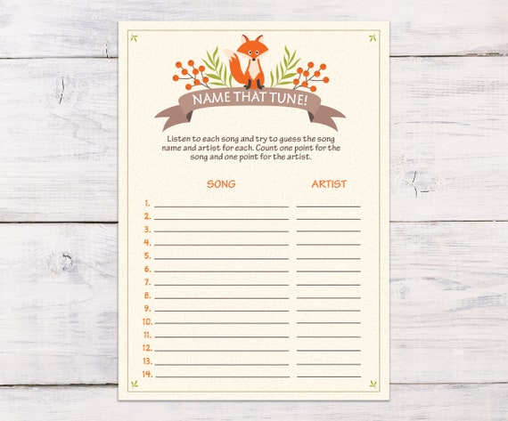 Woodland Baby Shower Name That Song Name That Tune Baby Etsy