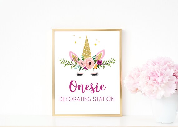 Decorate A Onesie Sign A Onesie Baby Shower Sign Unicorn Etsy