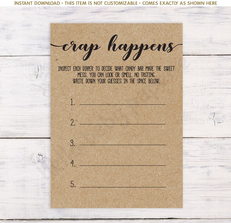 Guess The Sweet Mess Baby Shower Game Rustic Woodland Etsy