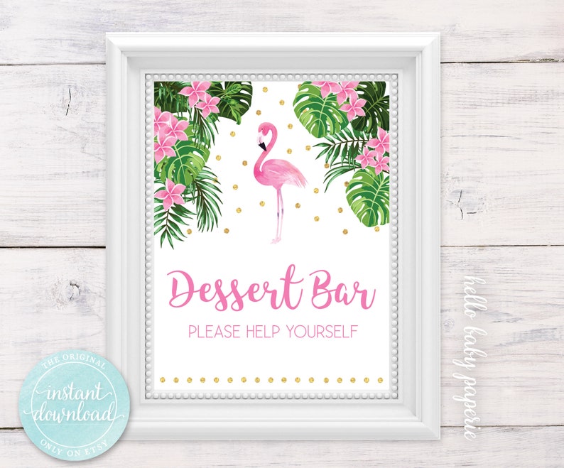 Dessert Bar Sign Food Table Signs Flamingo Baby Shower Sign Etsy