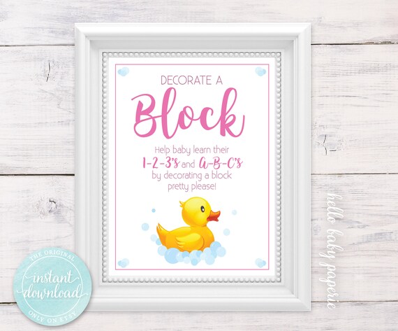 Decorate A Block Sign A Block Block Station Rubber Duck Baby