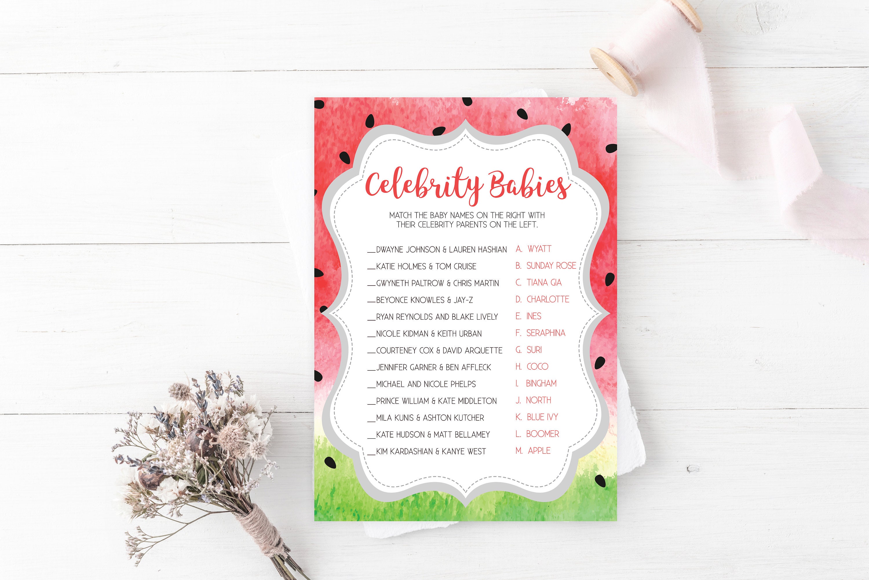 Baby Shower Game Celebrity Baby Match Celebrity Babies Game Etsy