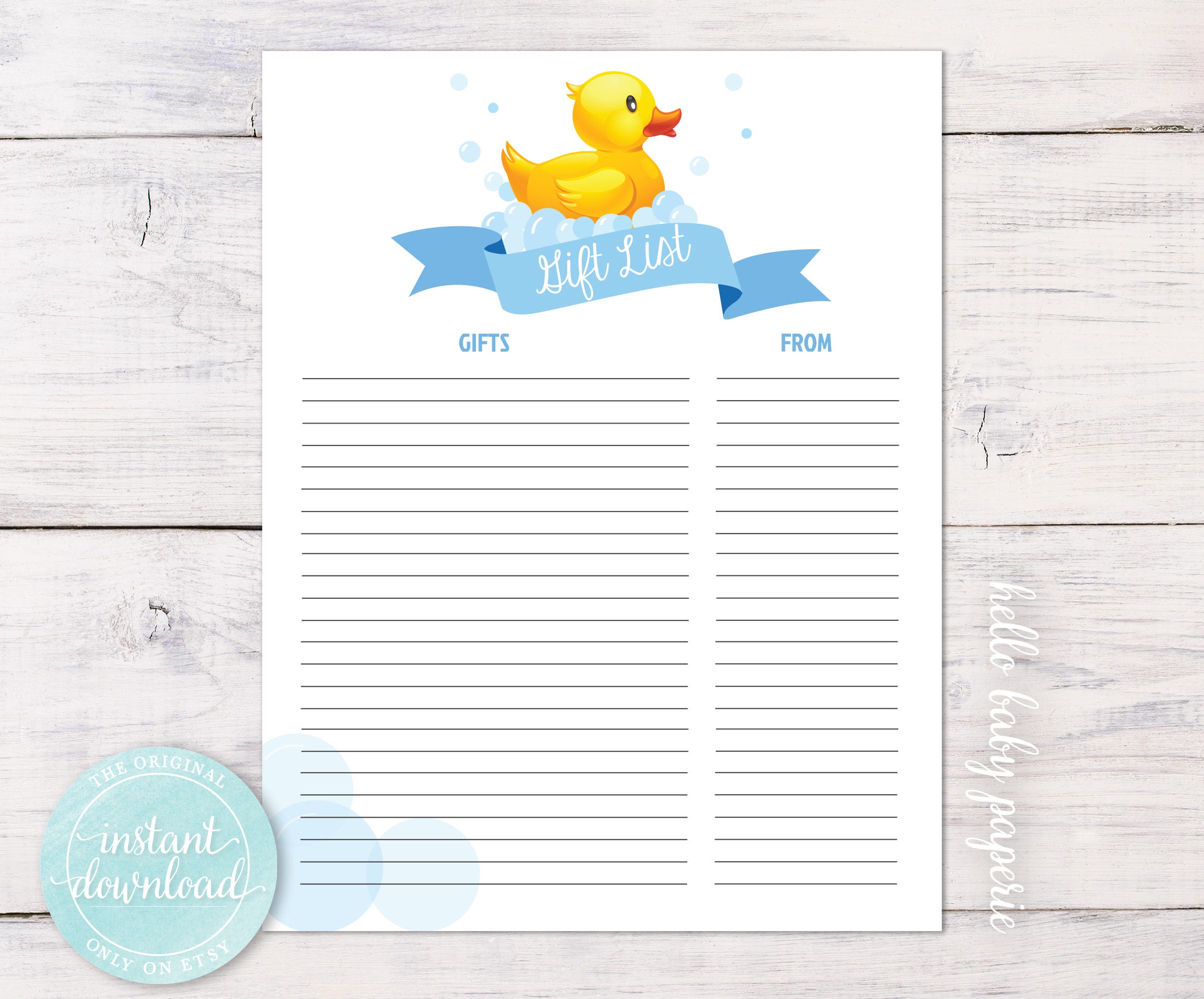 Baby Shower Gift List List of Received Gifts Shower Gift Etsy