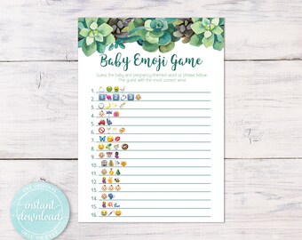 Baby Shower Emoji Pictionary, Baby Shower Games, Baby Shower Boy, Baby Shower Girl, Succulent, Rustic, Greenery, Baby Shower Ideas, 1012