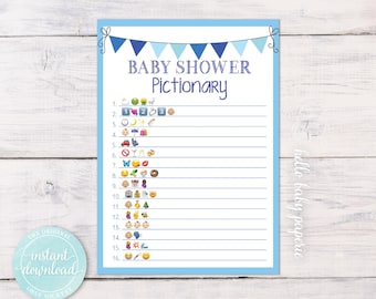 Emoji Game, Baby Shower Game, Boy Baby Shower, Blue Baby Shower, Baby Shower Ideas, Baby Pictionary Game, BBF