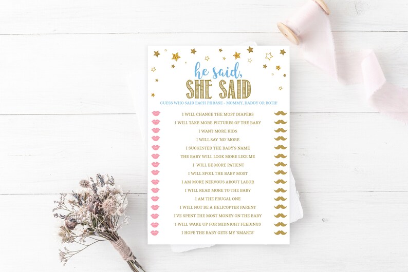 He Said She Said Baby Shower Games Twinkle Twinkle Little Etsy