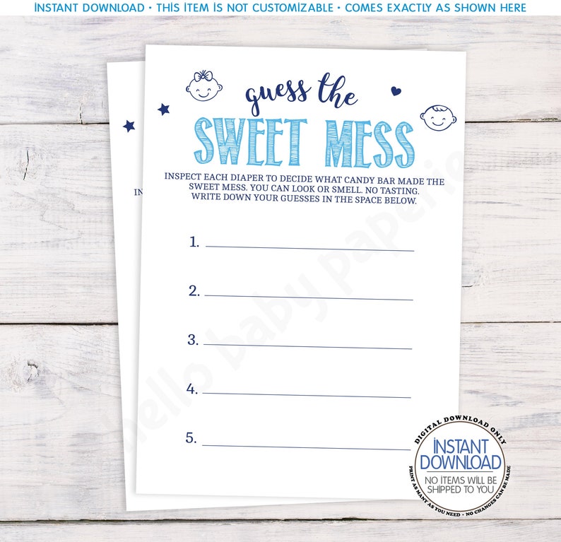 Guess The Mess Baby Shower Game Boy Baby Shower Baby Shower Etsy