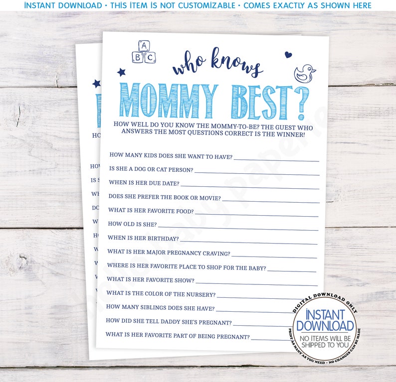 Extra Answer Cards X 12 Guess the Mess Baby Shower Game